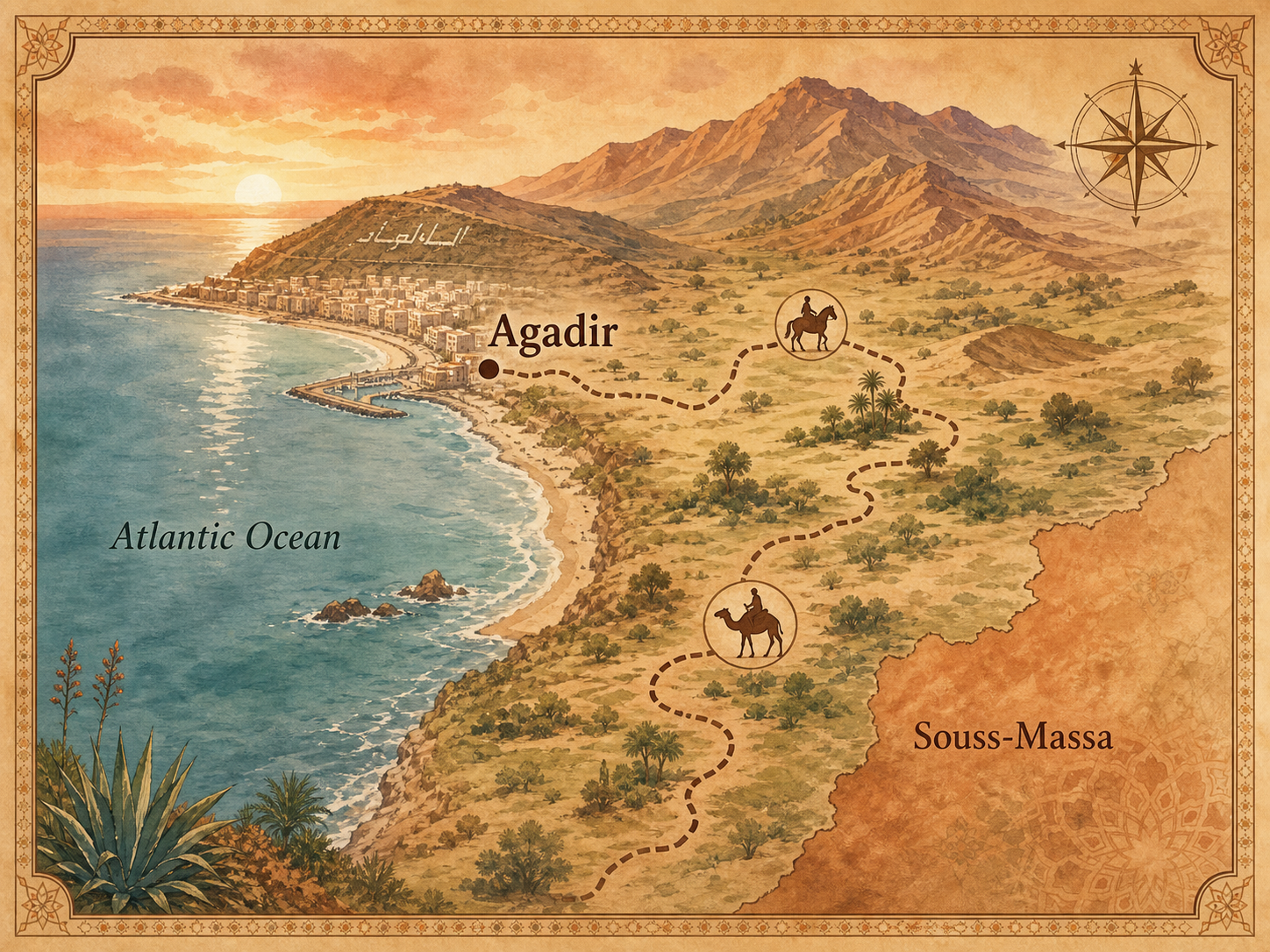 Carte illustree de la region d'Agadir et du Souss